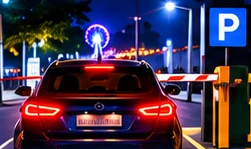 Carro na cancela do estacionamento
